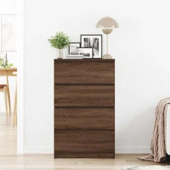 vidaXL kommode 60x35x98,5 cm konstrueret træ brun egetræsfarve