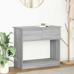 vidaXL konsolbord med skuffer 85,5x38,5x74,5 cm grå sonoma-eg