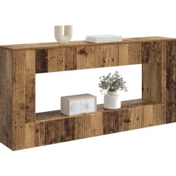 vidaXL Konsolbord Stribet Gammelt træ 155 x 29 x 74 cm Konstrueret træ