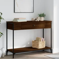 vidaXL konsolbord 100x34,5x75 cm konstrueret træ brunt egetræ