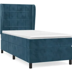 vidaXL kontinentalseng med madras 80x200 cm fløjl mørkeblå