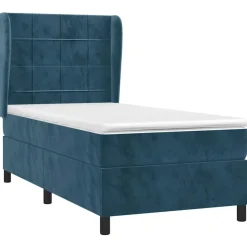 vidaXL kontinentalseng med madras 80x200 cm fløjl mørkeblå