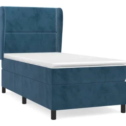 vidaXL kontinentalseng med madras 80x200 cm fløjl mørkeblå