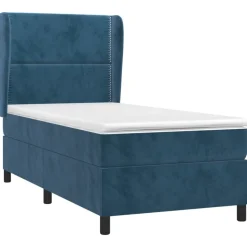 vidaXL kontinentalseng med madras 80x200 cm fløjl mørkeblå