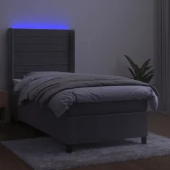 vidaXL kontinentalseng med LED-lys 80x200 cm velour lysegrå