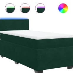 vidaXL kontinentalseng med madras 80x200 cm fløjl mørkegrøn