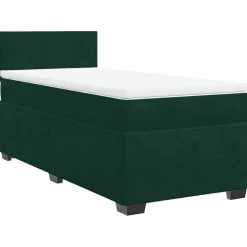 vidaXL kontinentalseng med madras 80x200 cm fløjl mørkegrøn
