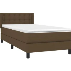 vidaXL kontinentalseng med madras 80x200 cm stof mørkebrun