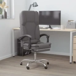 vidaXL kontorstol med massagefunktion kunstlæder grå
