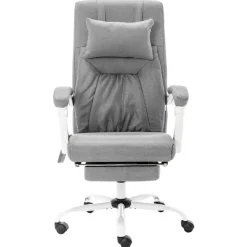 vidaXL kontorstol med massagefunktion stof grå