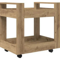 vidaXL Kontortrolley Artisan Egetræ 60 x 45 x 60 cm Konstrueret træ
