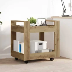 vidaXL Kontortrolley Artisan Egetræ 60 x 45 x 60 cm Konstrueret træ