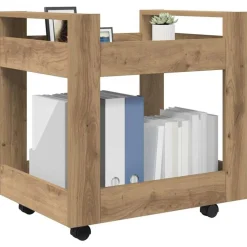 vidaXL Kontortrolley Artisan Egetræ 60 x 45 x 60 cm Konstrueret træ