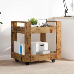 vidaXL Kontortrolley Gammelt træ 60 x 45 x 60 cm Konstrueret træ