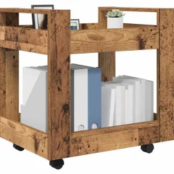 vidaXL Kontortrolley Gammelt træ 60 x 45 x 60 cm Konstrueret træ