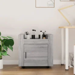 vidaXL kontorvogn 60x45x60 cm konstrueret træ grå sonoma-eg