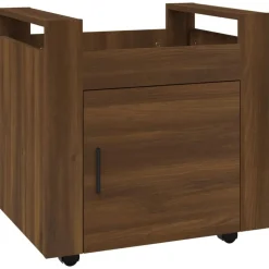 vidaXL kontorvogn 60x45x60 cm konstrueret træ brun egetræsfarve