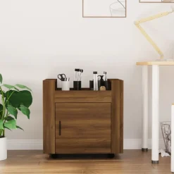 vidaXL kontorvogn 60x45x60 cm konstrueret træ brun egetræsfarve