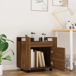 vidaXL kontorvogn 60x45x60 cm konstrueret træ brun egetræsfarve
