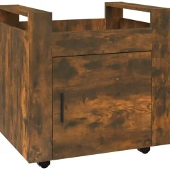 vidaXL kontorvogn 60x45x60 cm konstrueret træ røget egetræsfarve