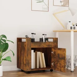 vidaXL kontorvogn 60x45x60 cm konstrueret træ røget egetræsfarve