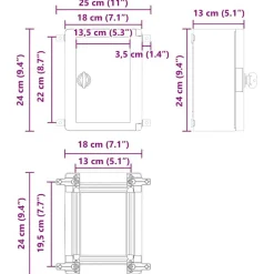 vidaXL Kontrolskab Grå 25 x 13 x 24 cm ABS Plastik