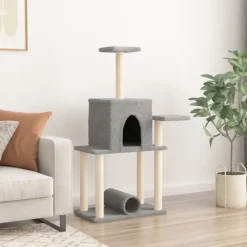vidaXL kradsetræ med sisalstolper 122 cm lysegrå