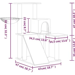 vidaXL kradsetræ med sisalstolper 82 cm lysegrå