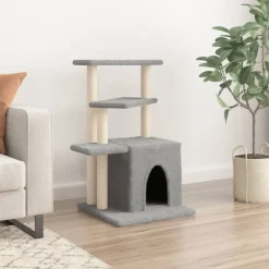 vidaXL kradsetræ med sisalstolper 83,5 cm lysegrå