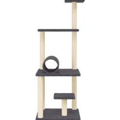 vidaXL kradsetræ med sisalstolper 136 cm mørkegrå