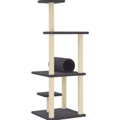 vidaXL kradsetræ med sisalstolper 136 cm mørkegrå