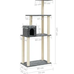 vidaXL kradsetræ med sisalkradsestolper 147 cm mørkegrå