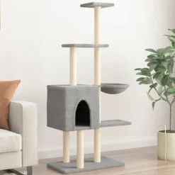 vidaXL kradsetræ med sisalstolper 145 cm lysegrå