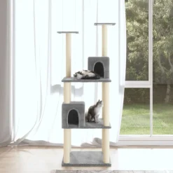 vidaXL kradsetræ med sisalkradsestolper 141 cm lysegrå