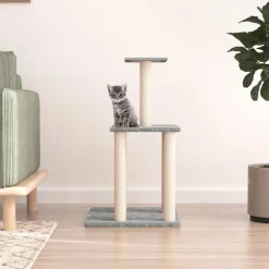 vidaXL kradsetræ med sisalkradsestolper 85,5 cm lysegrå