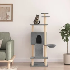 vidaXL kradsetræ med sisalstolper 153 cm lysegrå