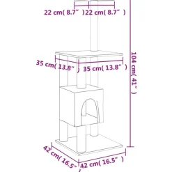 vidaXL kradsetræ med sisalstolper 104 cm lysegrå