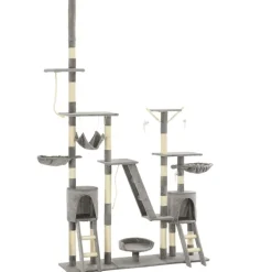 vidaXL kradsetræ til katte med sisal-kradsstolper 230-250 cm grå
