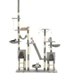 vidaXL kradsetræ til katte med sisal-kradsstolper 230-250 cm grå