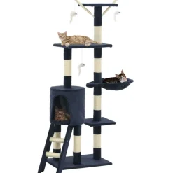vidaXL kradsetræ til katte med sisal-kradsestolper 138 cm mørkeblå