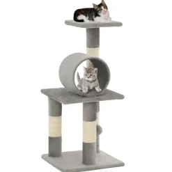 vidaXL kradsetræ til katte med sisal-kradsestolper 65 cm grå