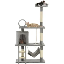 vidaXL kradsetræ til katte med sisal-kradsestolper 140 cm grå