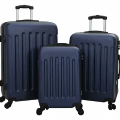 vidaXL Kuffert med lås 3 pcs Mørk blå 50 x 31 x 78 cm ABS Plastik
