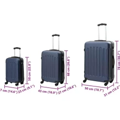vidaXL Kuffert med lås 3 pcs Mørk blå 50 x 31 x 78 cm ABS Plastik