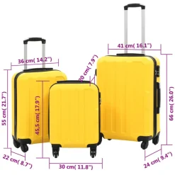 vidaXL kuffertsæt i 3 dele hardcase ABS gul