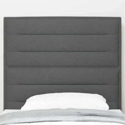 vidaXL LED sengegavl med LED-lysstrimler Mørkegrå 80 cm Stof
