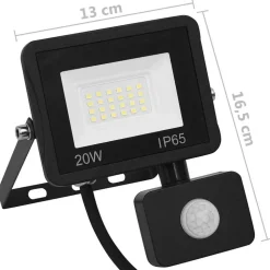 vidaXL LED-projektør med sensor 20 W varm hvid
