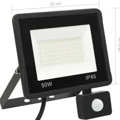 vidaXL LED-projektør med sensor 50 W varmt hvidt lys