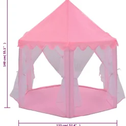 vidaXL legetelt med 250 bolde 133x140 cm prinsessetema pink