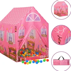 vidaXL legetelt til børn 69x94x104 cm med 250 bolde pink